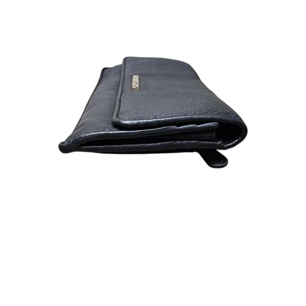 Michael Kors Jet Set Soft Pebbled Leather Travel Large Black Flat Wallet